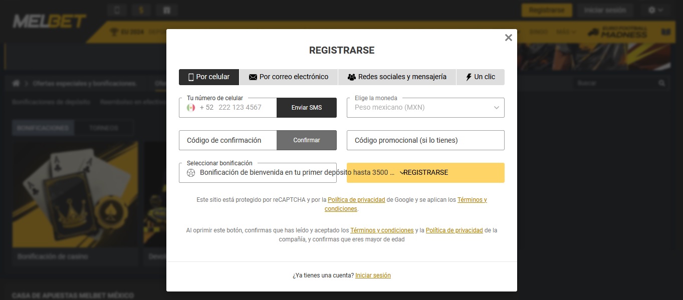 registrarse en MelBet